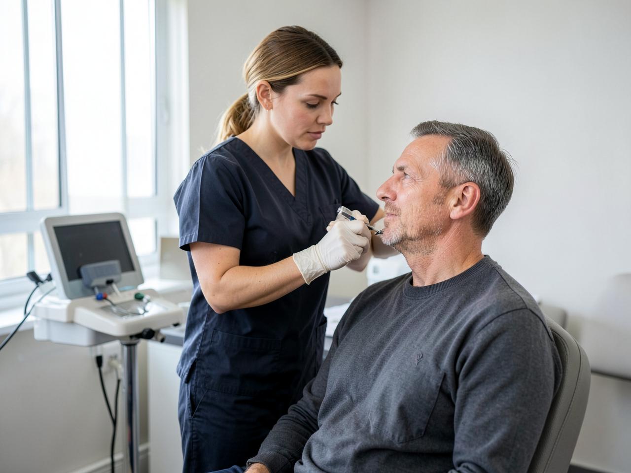 Hair restoration training and scalp assessment at Elevate Aesthetics